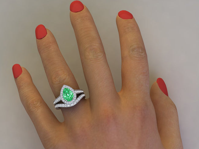 Engagement Set with Rare Merelani Mint Garnet