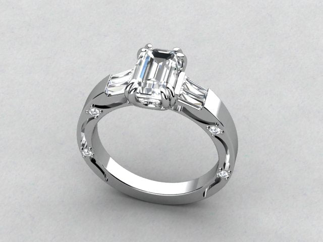 Diamond Engagement Ring For Emerald Cut Diamond