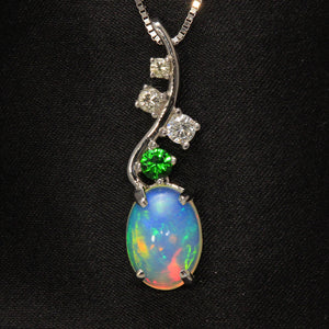 Opal Tsavorite and Diamond Pendant