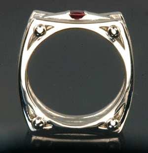Christopher Michael Designed Unique Men's Wedding Engagement Ring With Diamond and Ruby