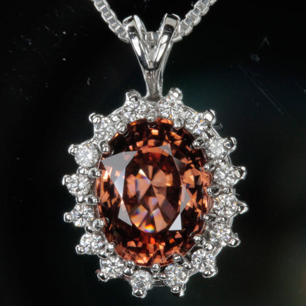 14K White Gold Oval Impressive Imperial Zircon Pendant 8.08 Carats