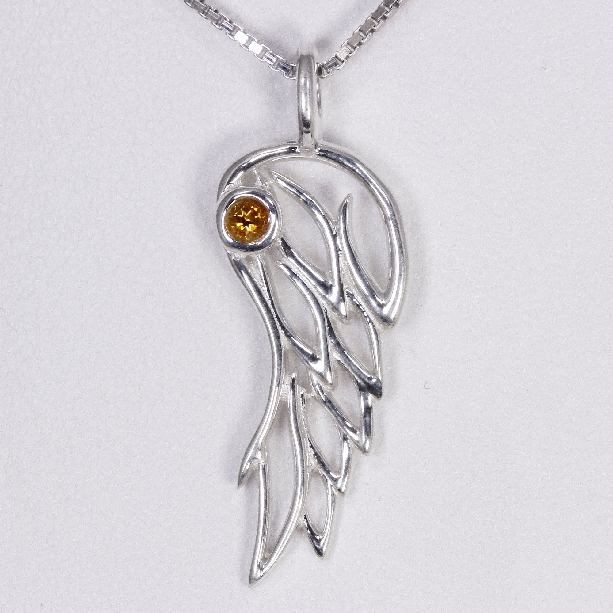 Angel Wing Pendant Sterling Silver with Citrine