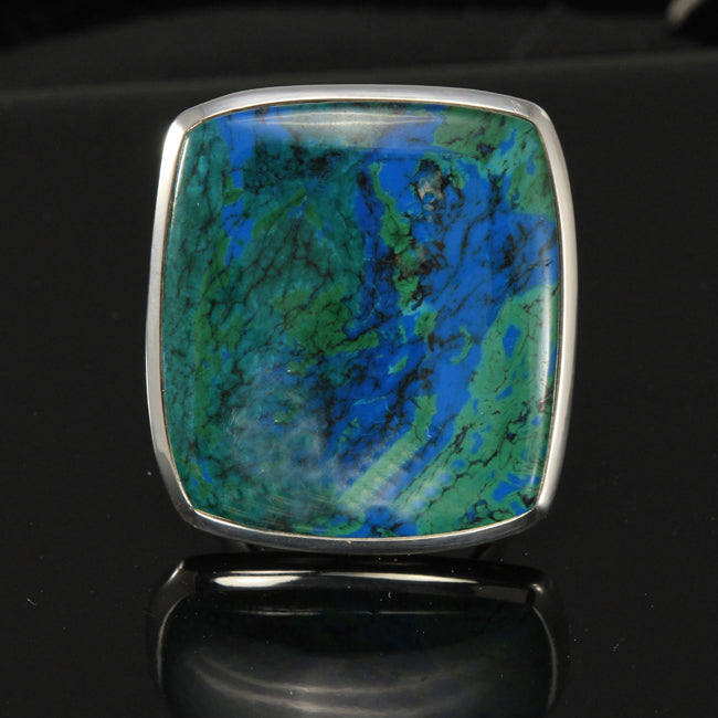 Chrysocolla from South America set in a sterling silver bezel.
