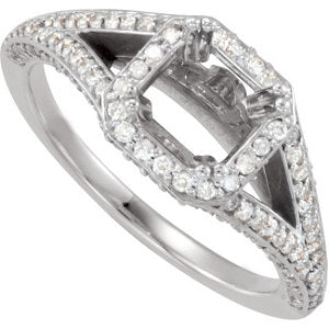 Princess Cut Halo Design Semi Mount
