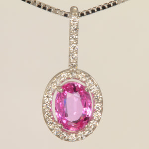 Hot Pink Sapphire Pendant 1.51 Carats With Fine Diamonds