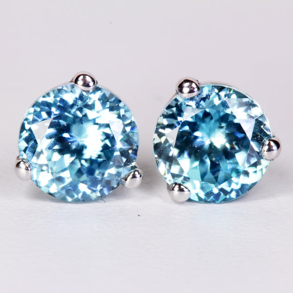 Blue Zircon Earrings 2.52 Carat