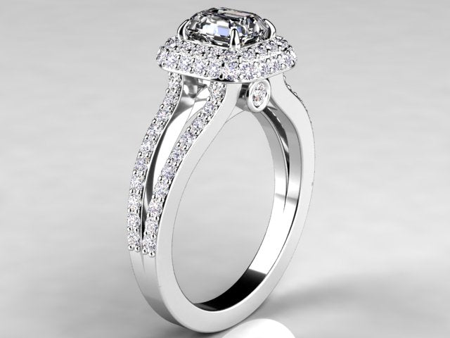 Emerald Cut Halo Style Engagement Ring by Christopher Michael