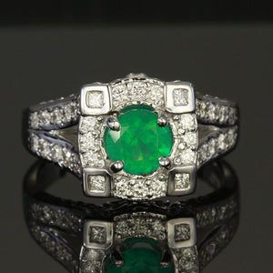Emerald Ring with 1.01 Carats of Fine Diamonds