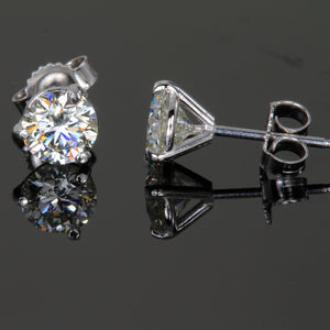 14K White Gold Diamond Stud Earrings 1.21 Carats