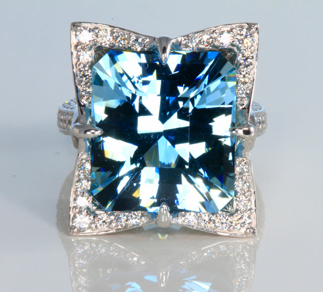 Worlds Finest Aquamarine Ring in 18kt.Palladium White Gold