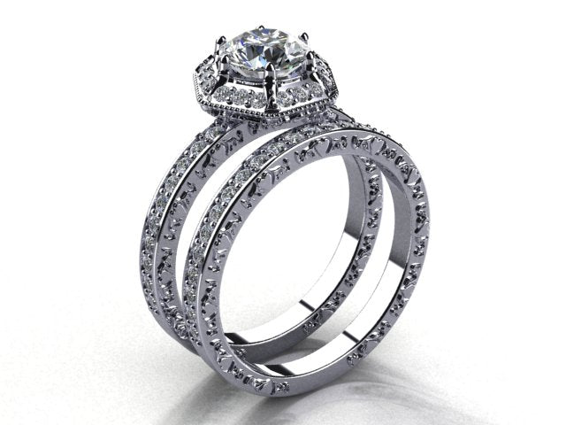Custom Halo Wedding Set by Christopher Michael