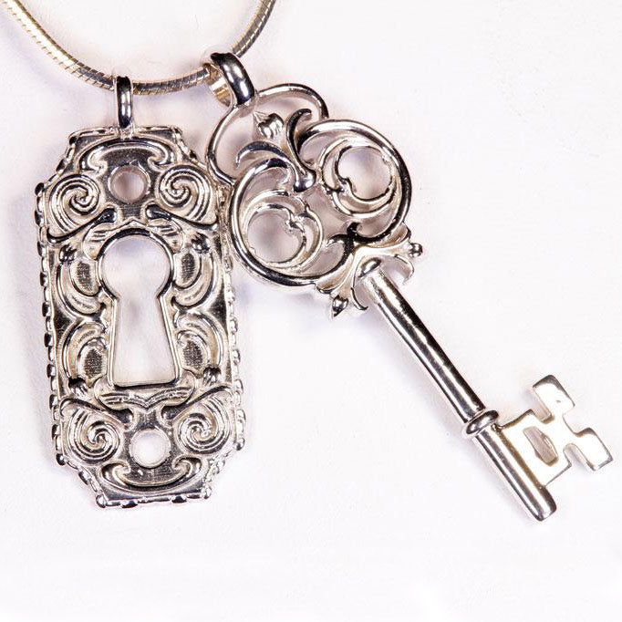 14K White Gold Keyhole Pendant Designed By Christopher Michael