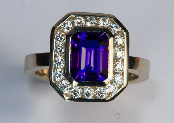 Christopher Michael Designed Ring With Exceptional Emerald Cut Tanzanite