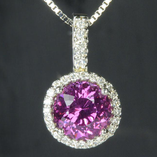 14K White Gold Umbalite Garnet and Diamond Pendant