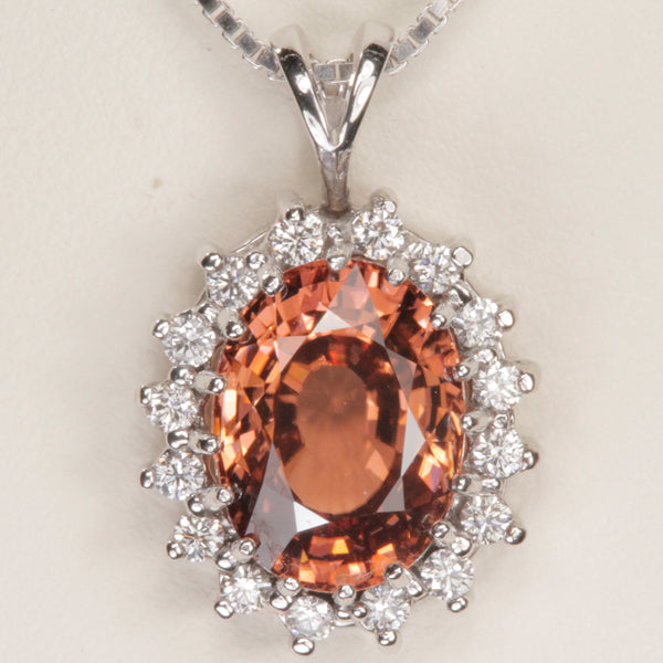 14K White Gold Oval Impressive Imperial Zircon Pendant 8.08 Carats