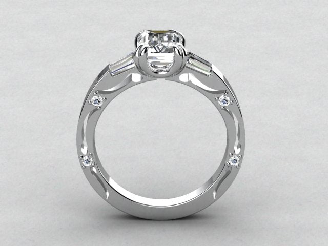 Diamond Engagement Ring For Emerald Cut Diamond