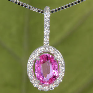 Hot Pink Sapphire and diamond  Pendant