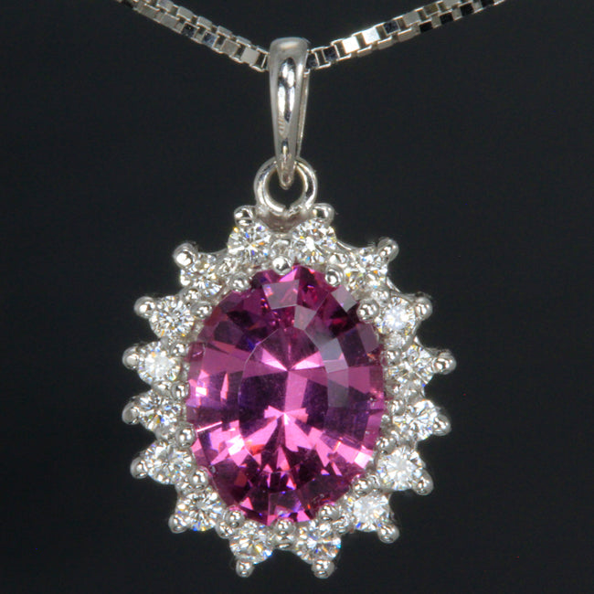 14K White Gold Oval Umbalite Garnet Pendant with Brilliant Cut Diamonds