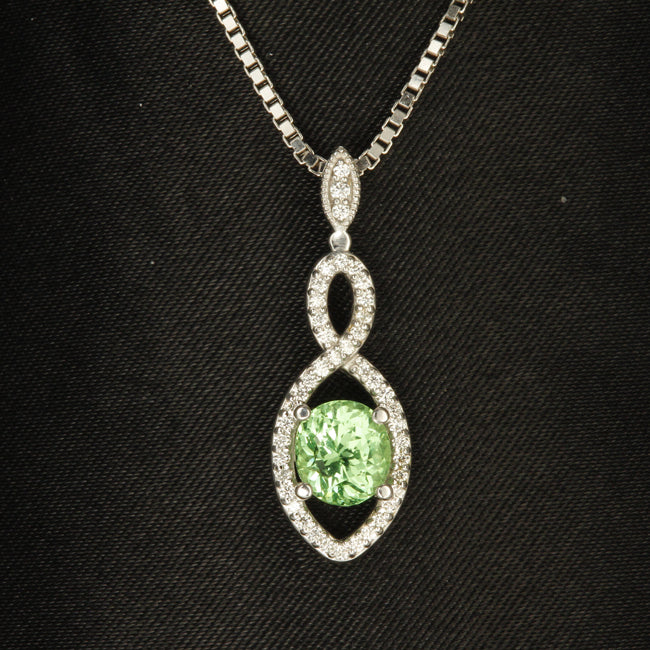 Merilani Mint Garnet Pendant With Ideal Cut Diamonds