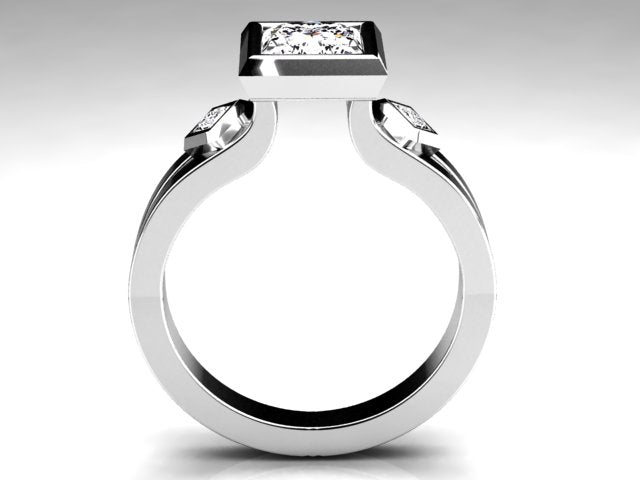 Christopher Michael Designed Bezel Set Princess Diamond Engagement Ring