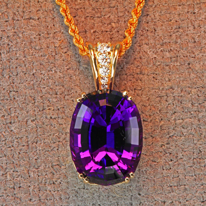14K Yellow Gold Amethyst Pendant designed by Christopher Michael