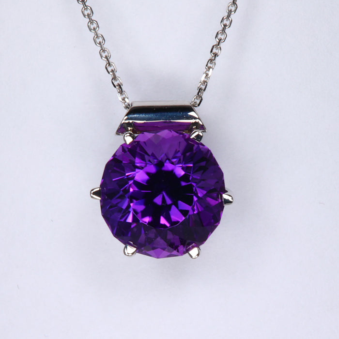 14K White Gold Amethyst Necklace 8.90cts
