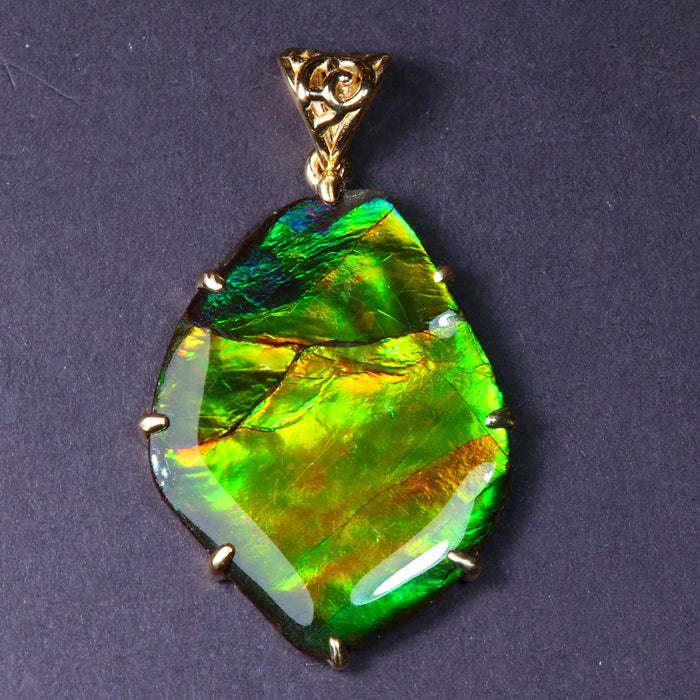 Yellow Gold Ammolite Pendant