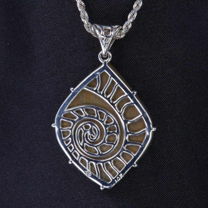 14K White Gold Ammolite Pendant