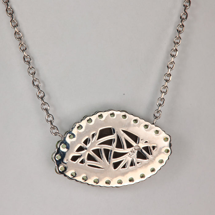 14K White Gold Ammolite and Demantoid Garnet Necklace 10.00cts