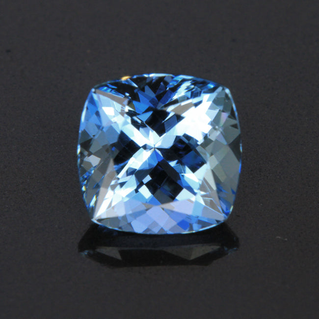 Blue Square Cushion Cut Aquamarine Gemstone 3.22 Carats