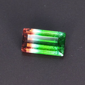 Red/White/Green Tri-Color Tourmaline Gemstone 7.43 Carats