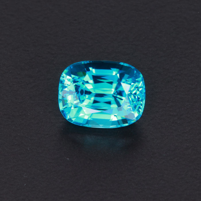 On Hold Chaaru: Greenish Blue Zircon Antique Cushion Gemstone 3.96 Carats