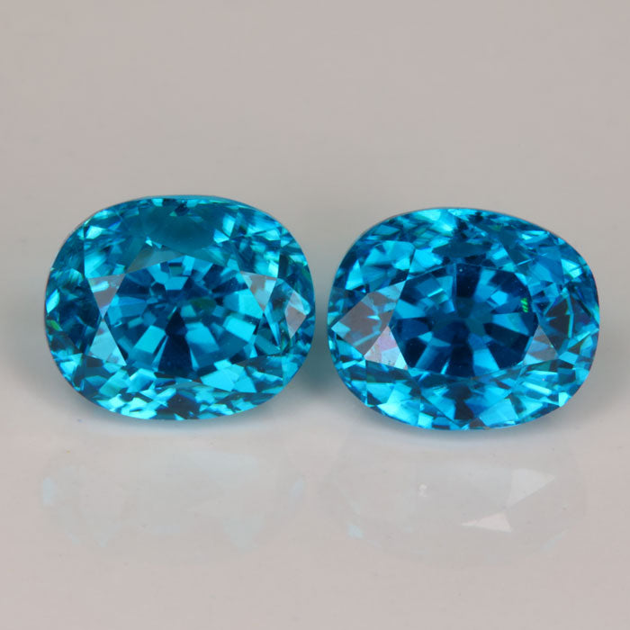 Pair of Oval Blue Zircon Gemstones 9.30cts