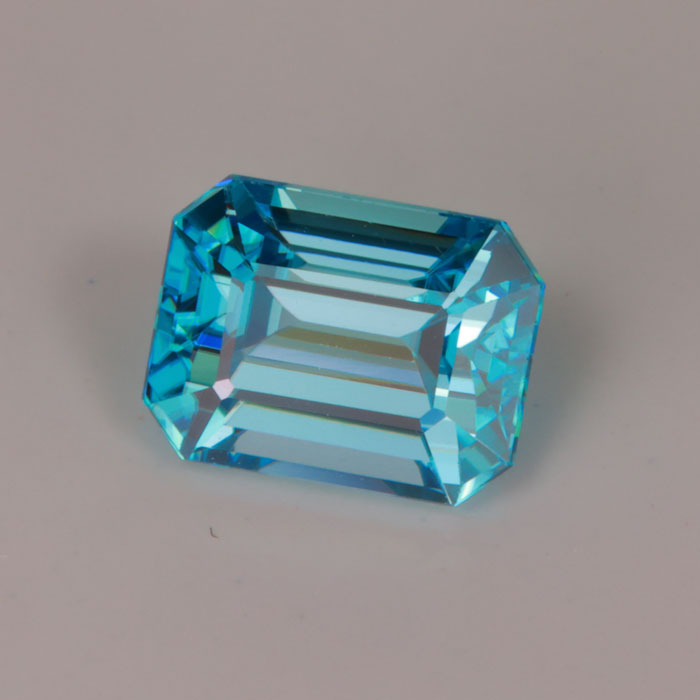 Cambodian Emerald Cut Blue Zircon Gemstone