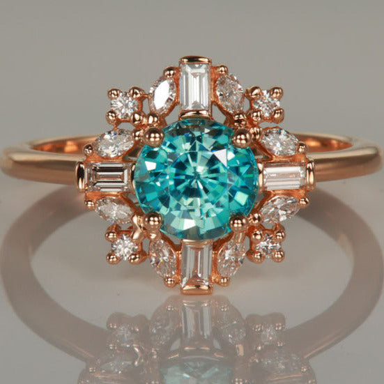 blue zircon ring diamonds