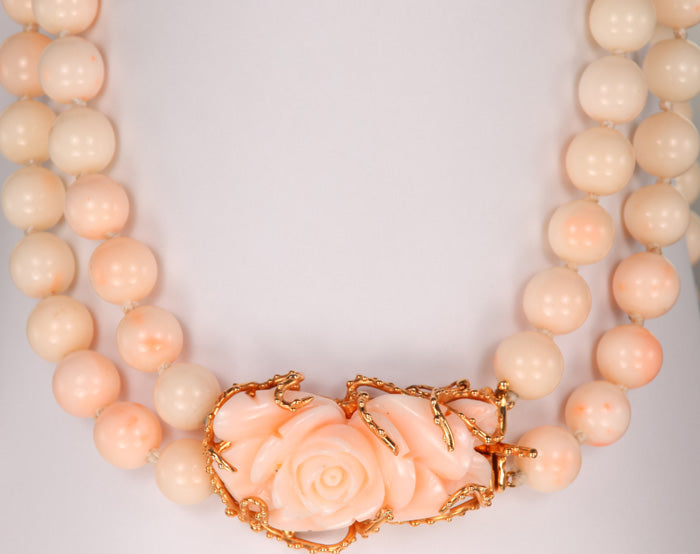 Estate 14K Handcrafted Coral Beaded Necklace