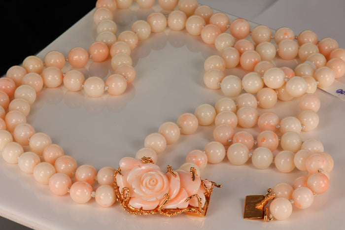 Estate 14K Handcrafted Coral Beaded Necklace