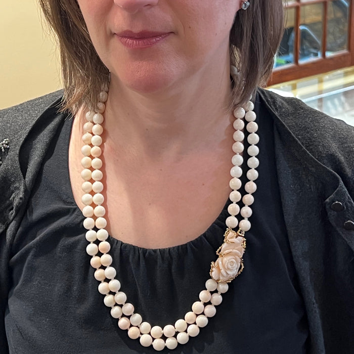 Estate 14K Handcrafted Coral Beaded Necklace