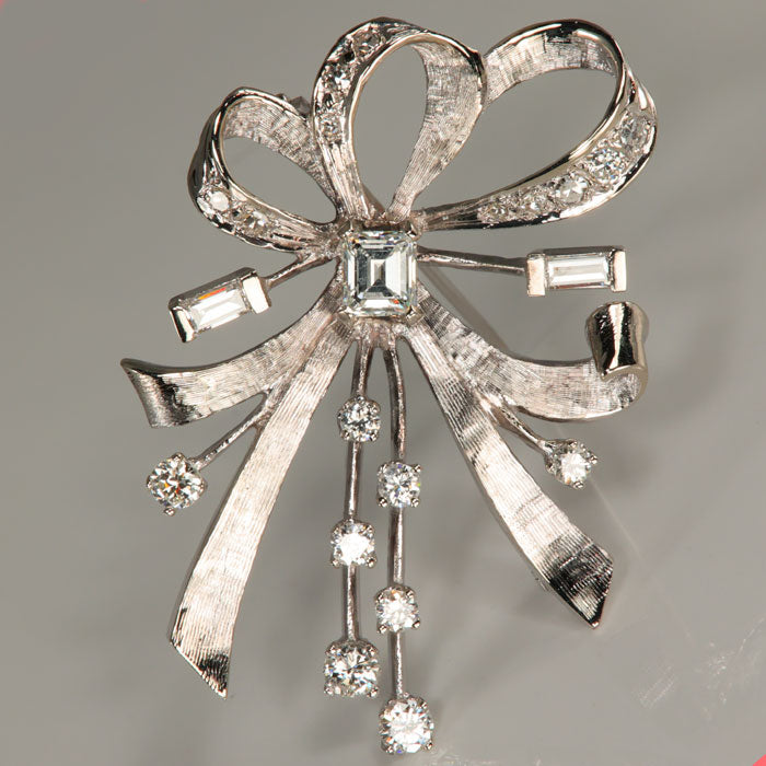 14k White Gold Pin with 1.45 Carats of Fine Diamonds