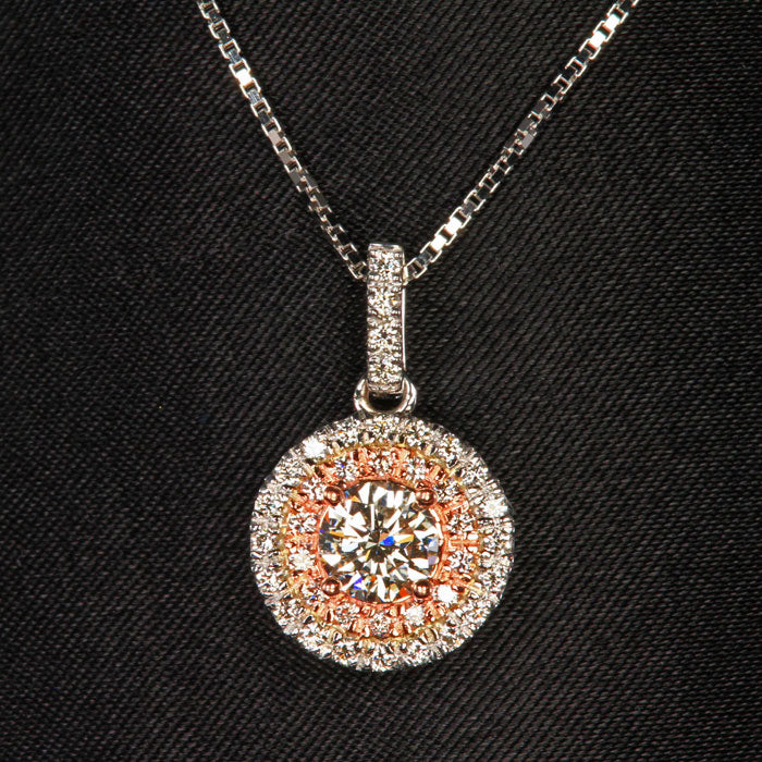 White and Rose Gold Diamond Pendant