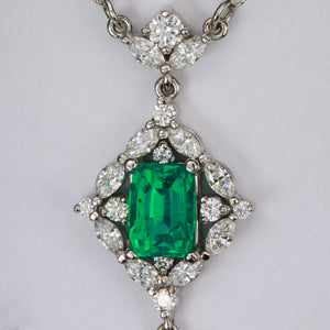 Platinum Ethiopian Emerald and Diamond Pendant 1.96cts