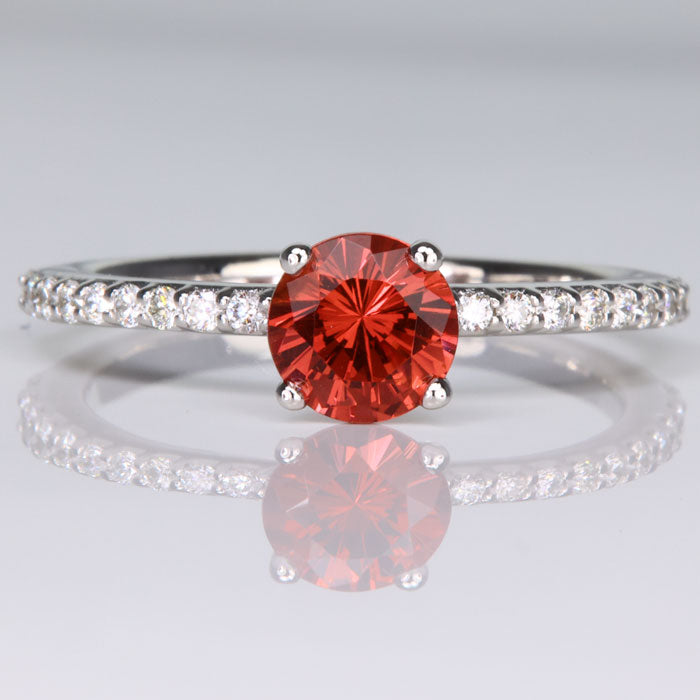 14K White Gold Malaya Garnet Ring with DIamond Shank 1.36cts
