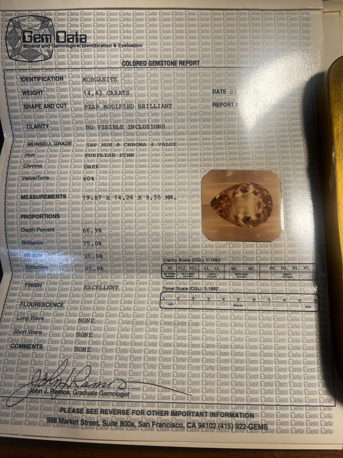 Pear Shape Morganite Gemstone 14.43cts