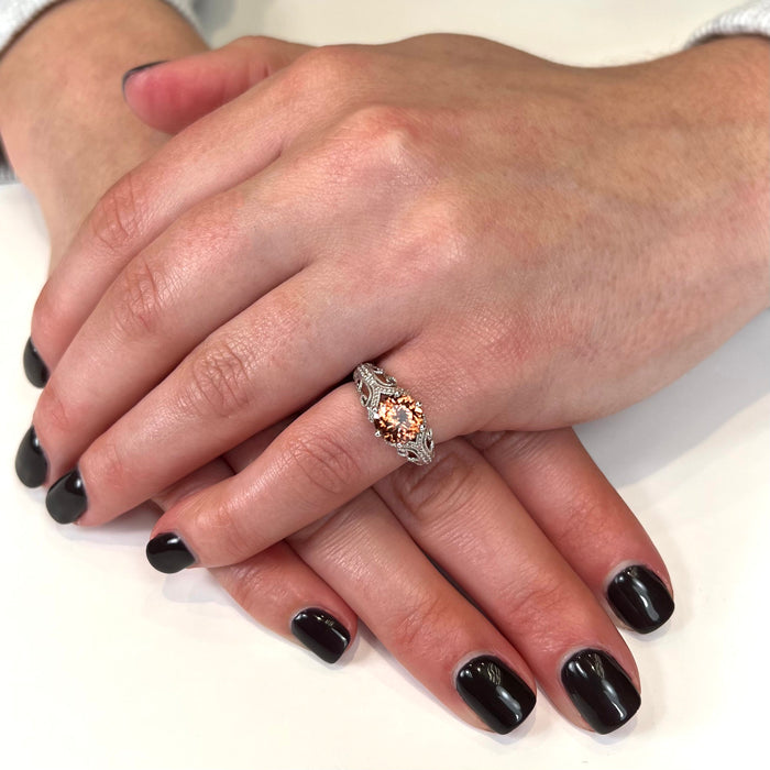 14K White Gold Imperial Zircon and Diamond Ring 2.67 Carats