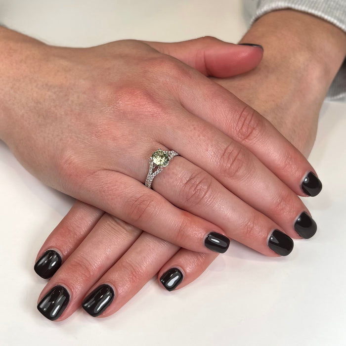 14K White Gold Chrysoberyl and Diamond  Ring 1.39 Carats