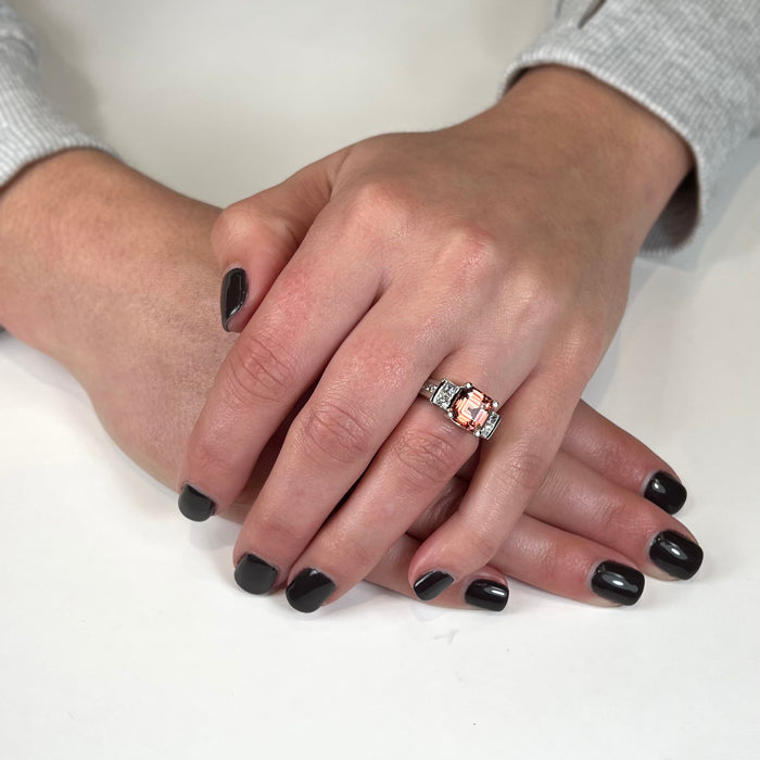 Platinum Imperial Zircon and Diamond Ring 5.33 Carats