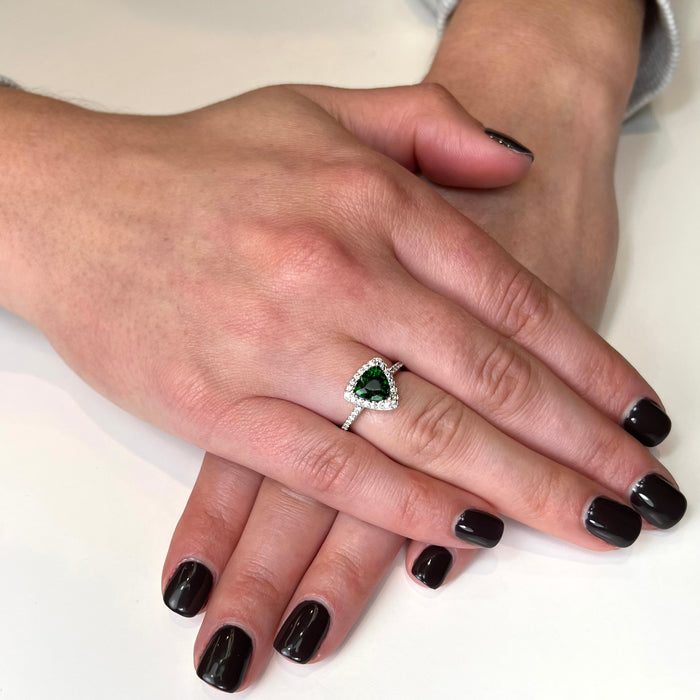 14K White Gold Chrome Tourmaline and Diamond Ring 1.18 Carats