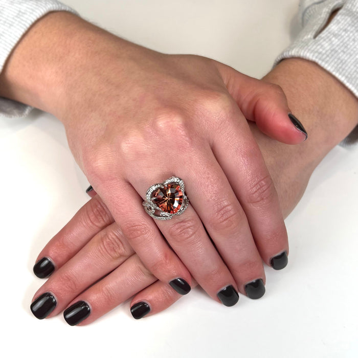 Palladium Oregon Sunstone Ring by Christopher Michael 5.38 Carats