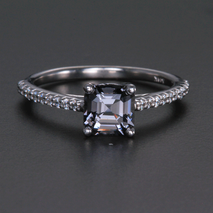 14K White Gold Grey Spinal and Diamond Ring 1.33 Carats