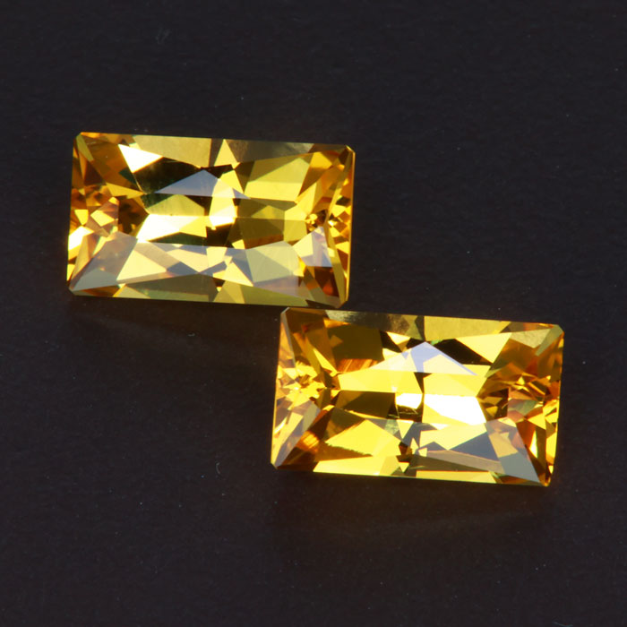 Pair of Yellow Beryl Emerald Cut Heliodor Gemstone 6.46 Carats